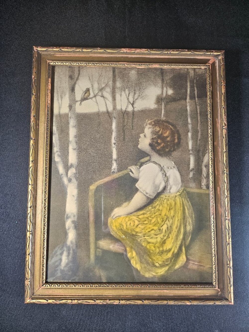 1920s Art Deco Lithograph "Spring Song" Simon Glucklich Print Original Frame